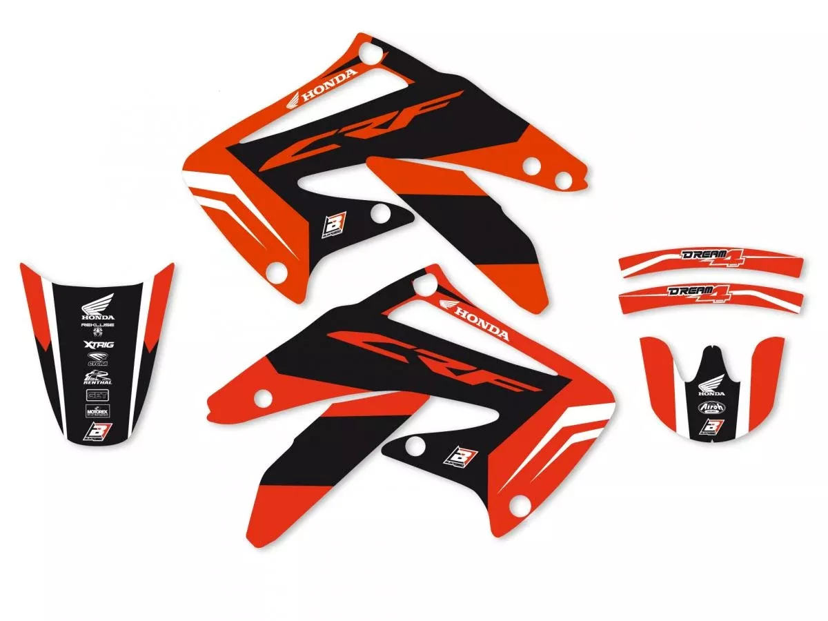 02-04 CRF450 DREAM 4 GRAPHIC, BLACKBIRD DECAL SET 2137N