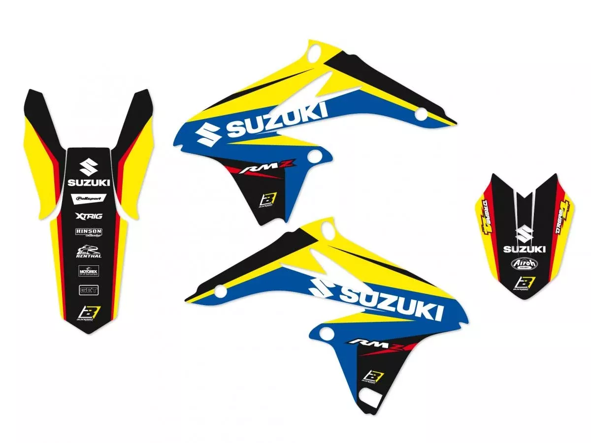 10-18 RMZ250 DREAM 4 DECAL KIT, BLACKBIRD 8319N SUZUKI