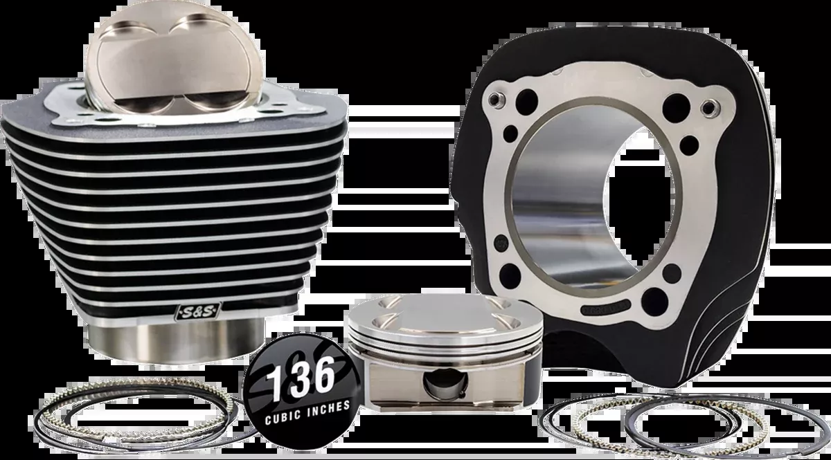 132" High Compression | 136" Big Bore Kit - 4.320" Bore - Black w/Highlighted Fins - M8