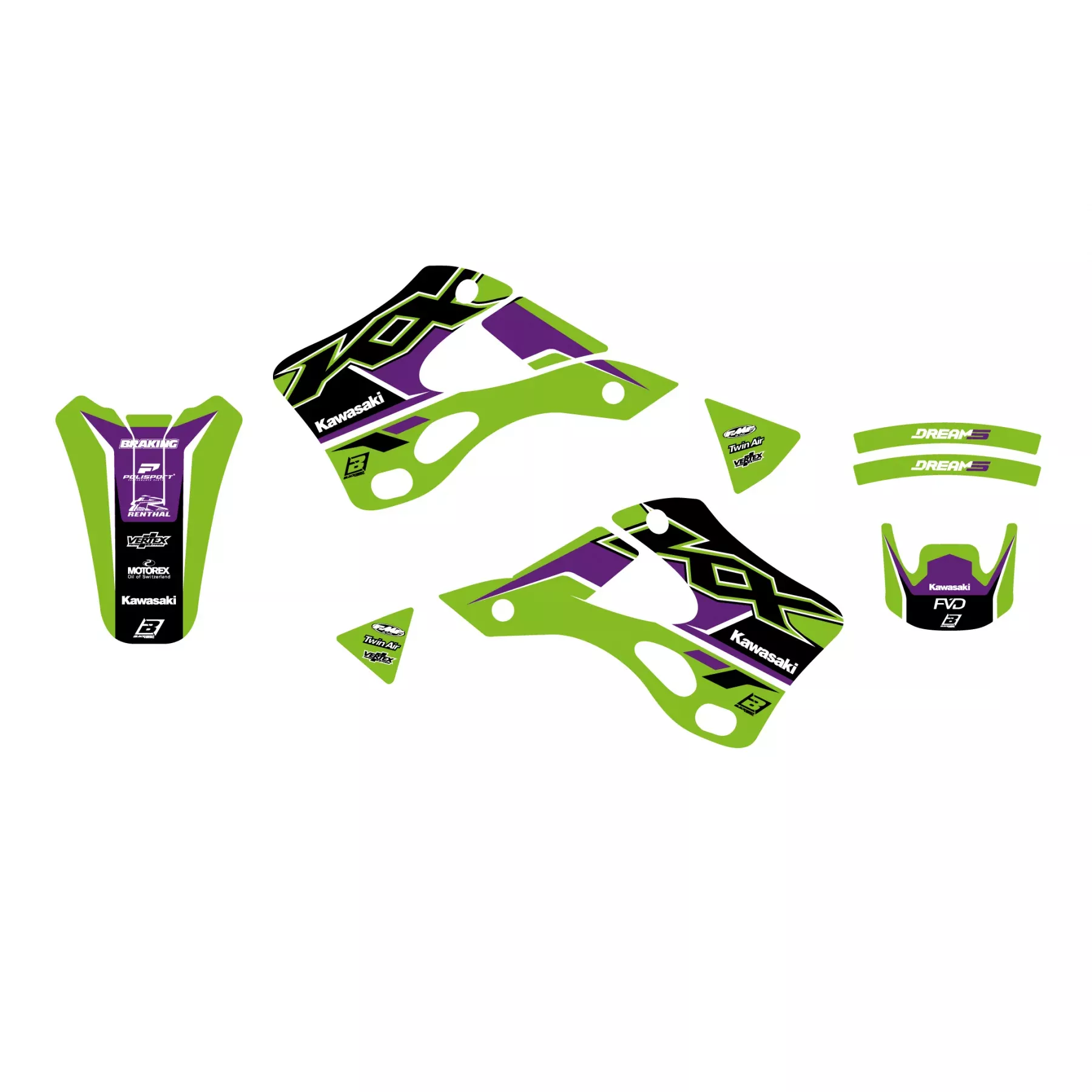 99-02 KX125/250 DREAM 5 GRAPHICS, BLACKBIRD 2409AB