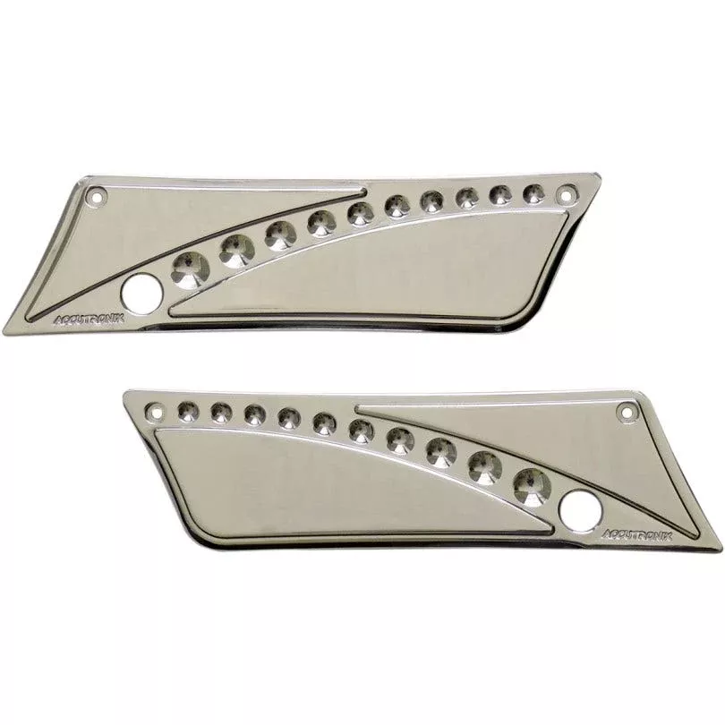 Accutronix Chrome Sleek Hole Design Saddlebag Hinge Latch Covers Harley 93-13