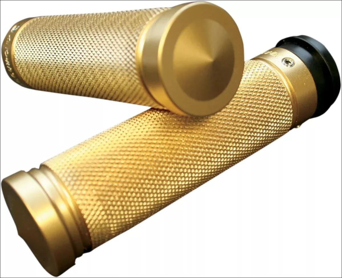 Accutronix Custom Gothic Style Knurled Brass Hand Grips for Harley Throttle By Wire