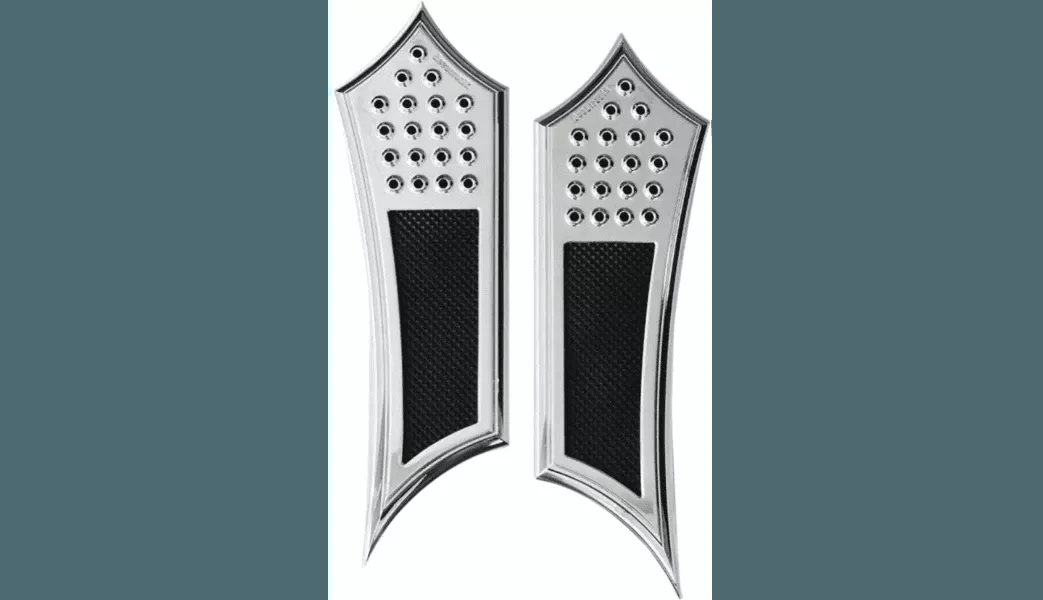 Accutronix Instigator Front Floorboards for '84-Up Harley Davidson FLH & FLT Baggers & '86-17 FLST - Chrome Knurled