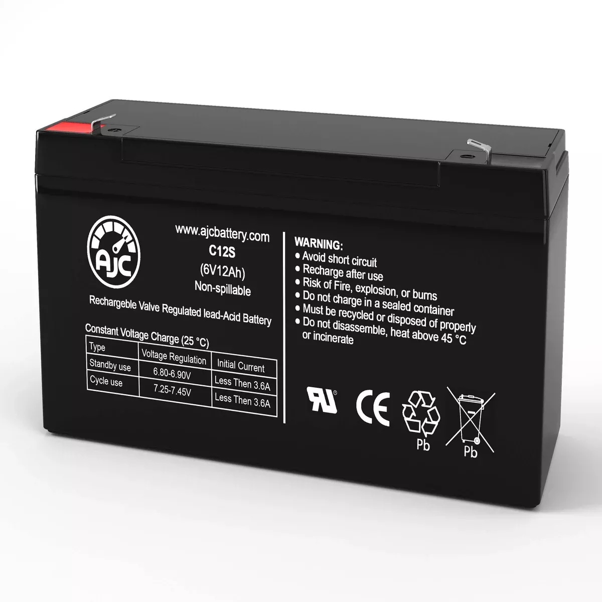 AJC Battery Compatible with B&B BP12-6 6V 12Ah UPS Battery