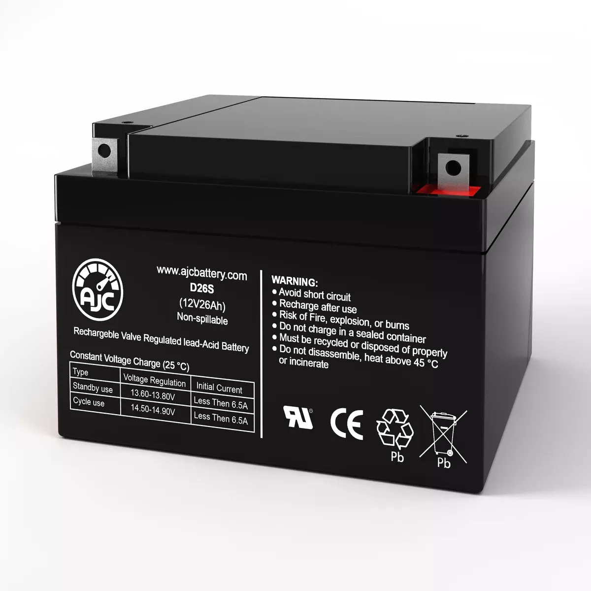 AJC Battery Compatible with B&B BP26-12 B1 6.89 x 6.54 x 4.92 12V 26Ah UPS Battery