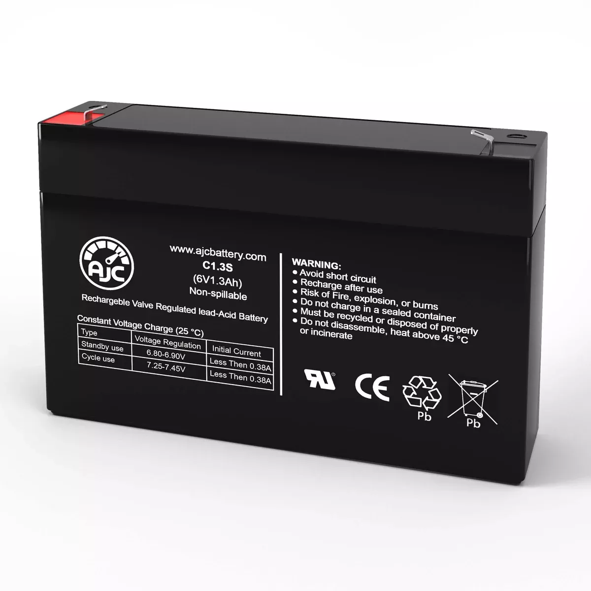 AJC Battery Compatible with B&B BP3-6 6V 1.3Ah UPS Battery