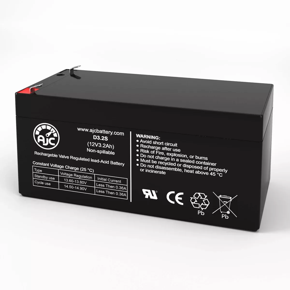 AJC Battery Compatible with B&B BP3612 12V 3.2Ah Sealed Lead Acid Battery