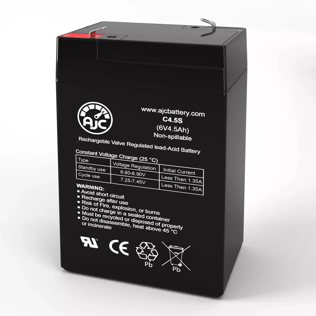 AJC Battery Compatible with B&B BP4.5-6 6V 4.5Ah Sealed Lead Acid Battery