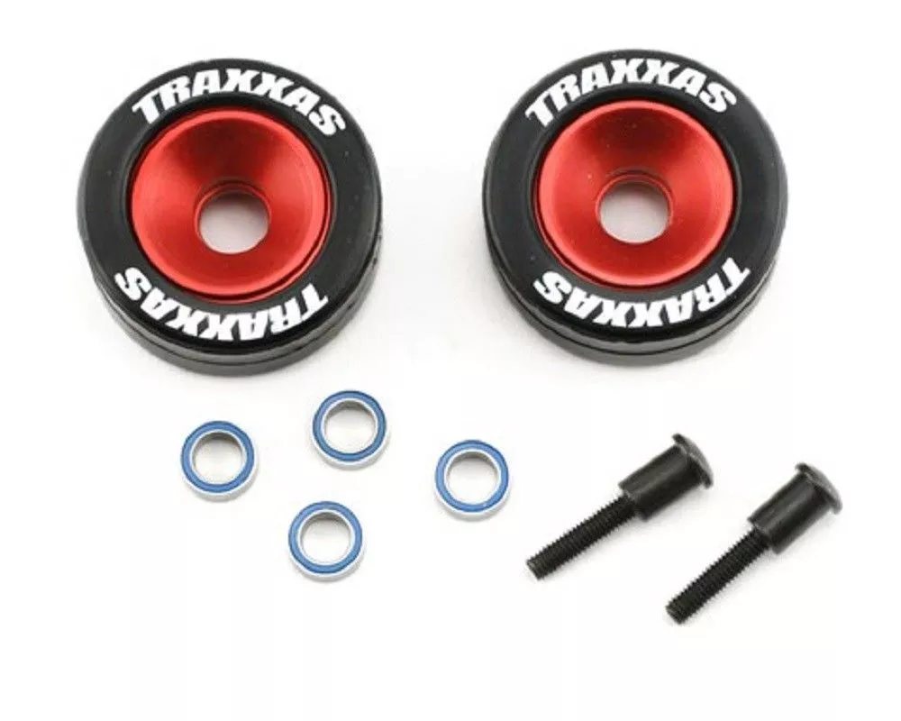 Anodized Aluminum Wheels for Traxxas (w/ Bearings, Rubber Tires, & 2 Wheelie Axles)