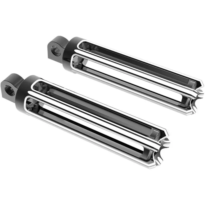Arlen Ness 10 Gauge Black Cut Male Mount Foot Pegs Pair for Harley / Metric
