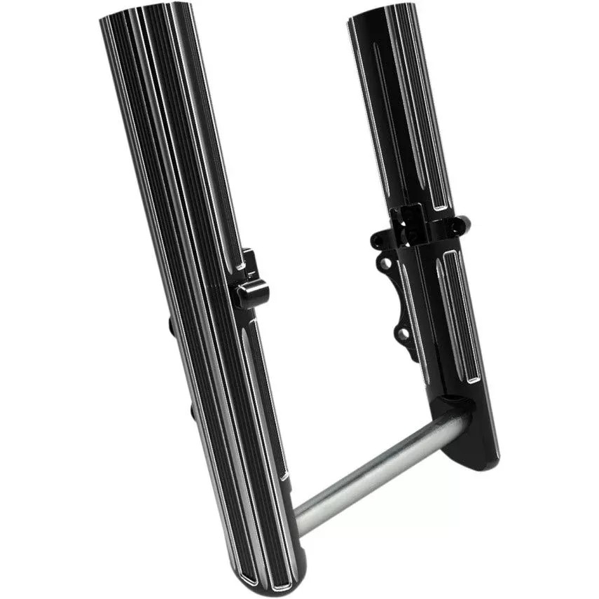 Arlen Ness 10 Gauge Hot Legs Black Dual Side Disc Lower Sliders Harley 08-13