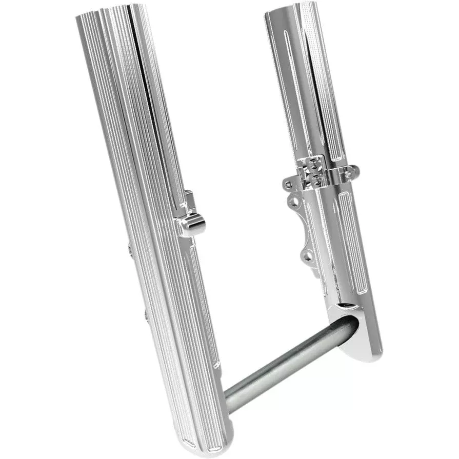Arlen Ness 10 Gauge Hot Legs Chrome Single Side Disc Lower Sliders Harley 00-07