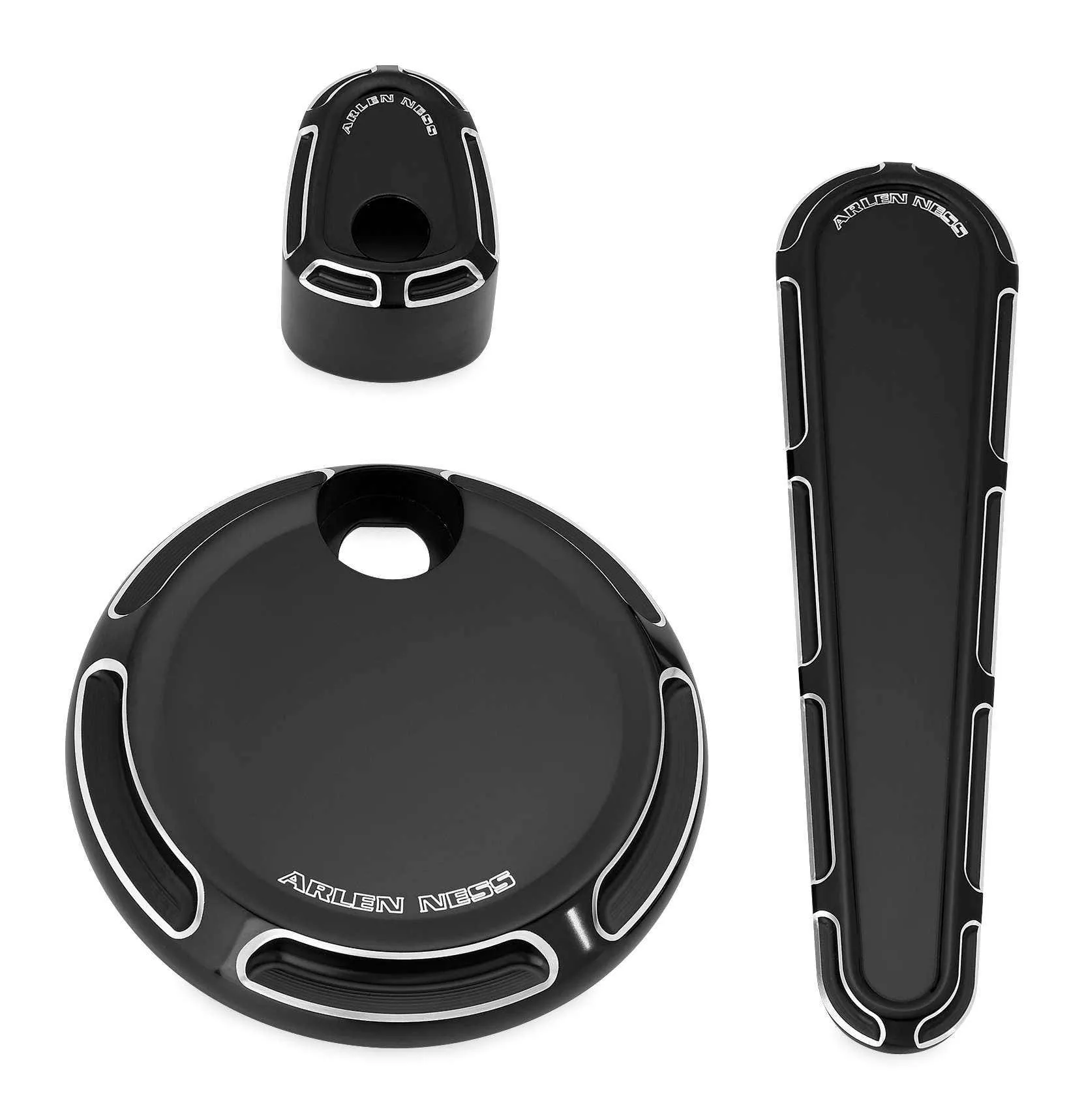 Arlen Ness Black Beveled Dash Accessory Pack Ignition Fuel Door Dash 08-13