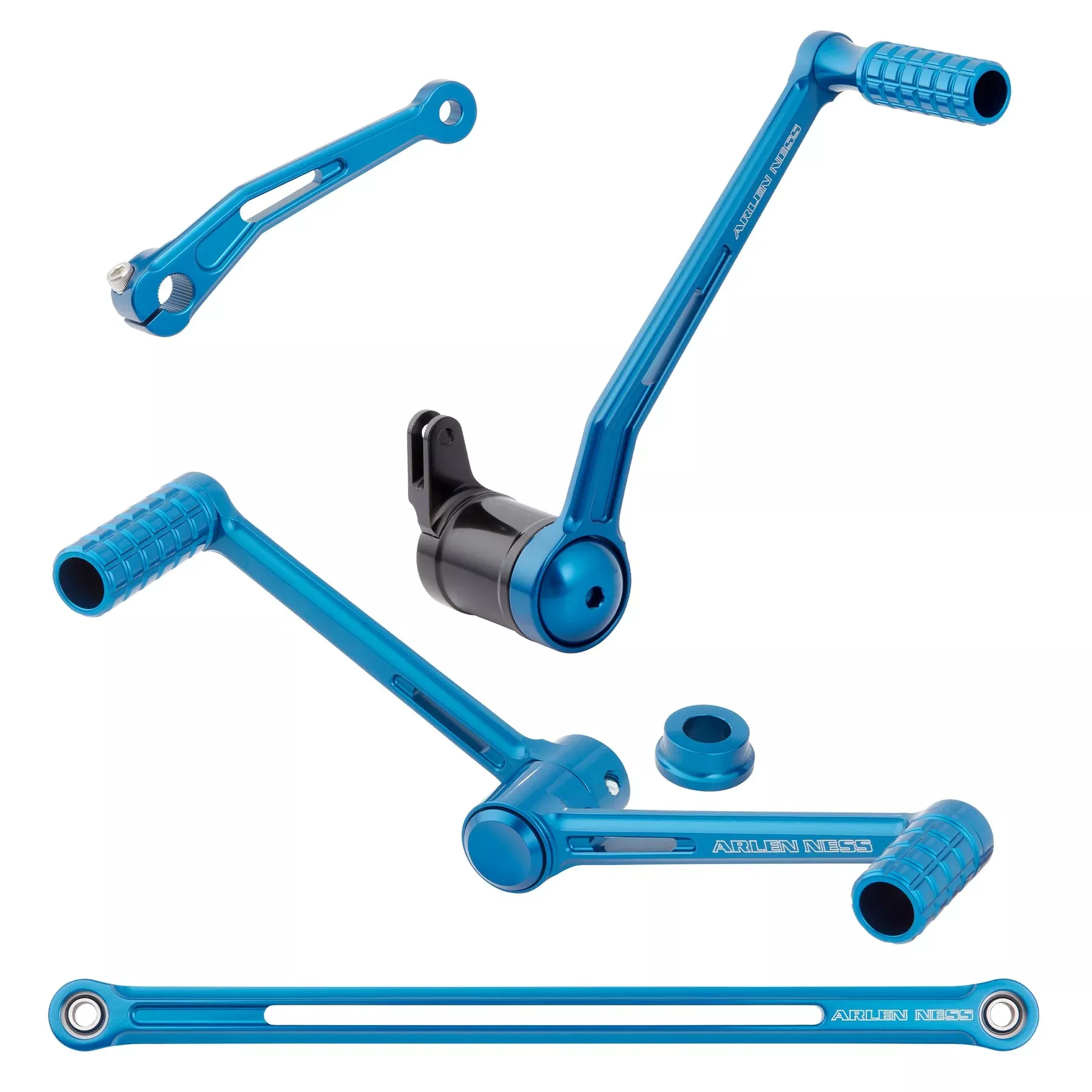 Arlen Ness Speedliner Blue Heel Toe Foot Control Kit for 00-26 Harley Road Glide