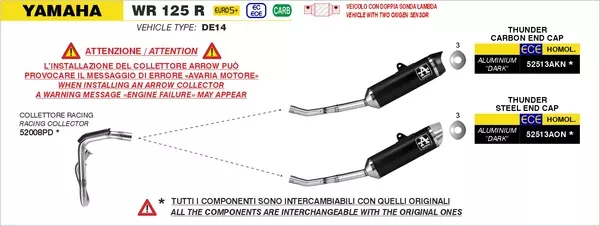 Arrow 52513AON Thunder Aluminium Dark Slip On With Steel End Cap