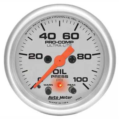 Autometer 2-1/16in U/L Oil Press. Gauge w/Peak & Warning 4352