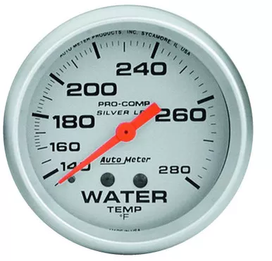 Autometer Pro Comp 2-5/8in Silver Liq-Fill Water 140-280 4631