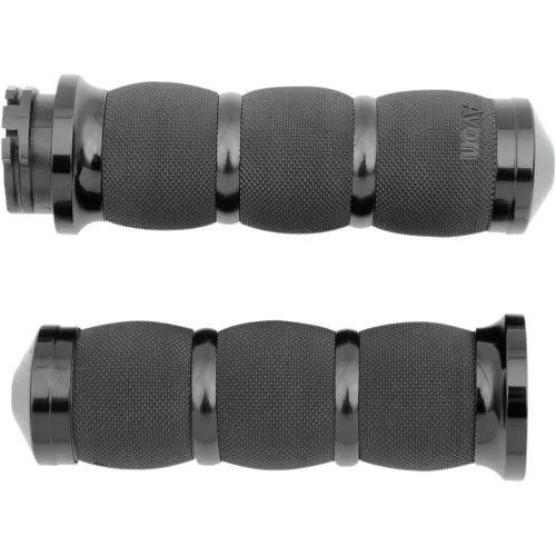 Avon Air Cushioned 3-Ring Grips for Harley Dual Cable - Black