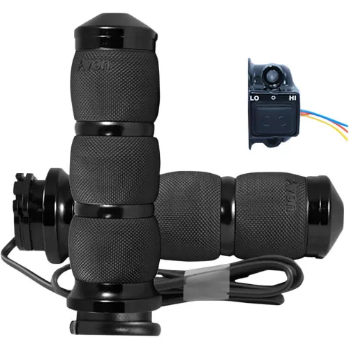 Avon Heated Velvet Air Grips for Harley Dual Cable - Black