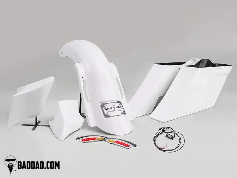 Bad Dad Competition Color Matched 4.5" Stretched Saddlebags and Rear Fender Kit for '09-13 Harley Davidson Touring