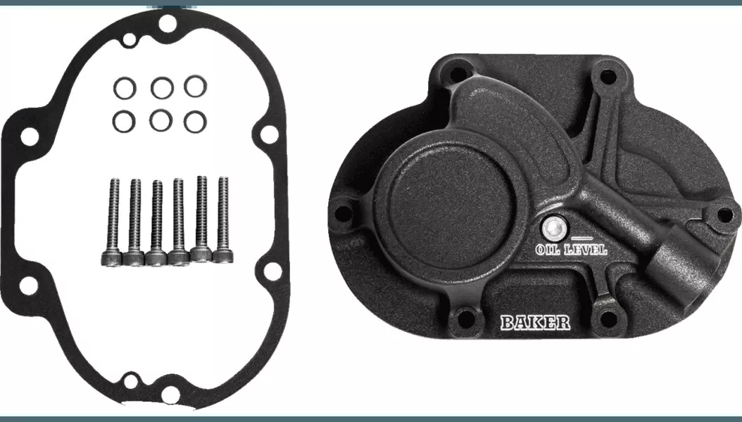Baker Drivetrain Mechanical Transmission Side Cover for '07-23 Harley Davidson Touring, '07-23 Softail, '06-17 Dyna Models - Wrinkle Black