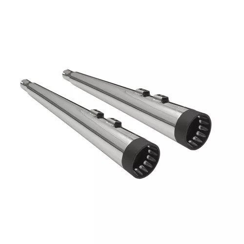 Bassani 4" DNT Megaphone Mufflers w/ Accoustically Tuned Baffle for 1995-2016 Harley Touring - Chrome/ Black Caps