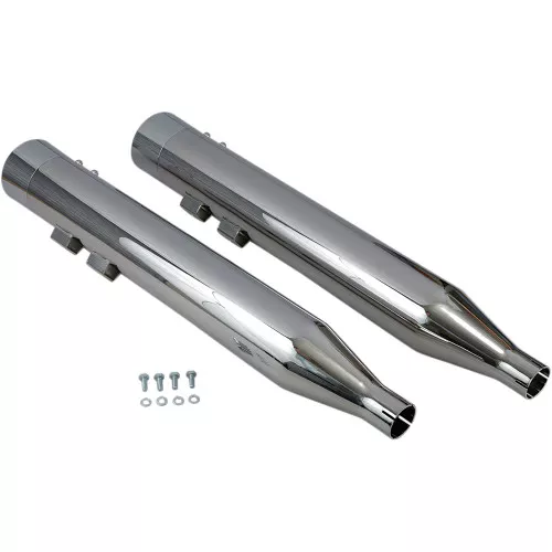 Bassani 4" DNT Straight Can Mufflers w/ Acoustically Tuned Baffle for 1995-2016 Harley Touring - Chrome/Chrome Cap