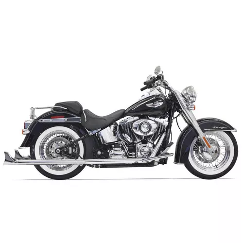 Bassani Chrome 33" True Duals Exhaust with 2.25" Fishtail Mufflers for 2007-2017 Harley Softail - Baffled