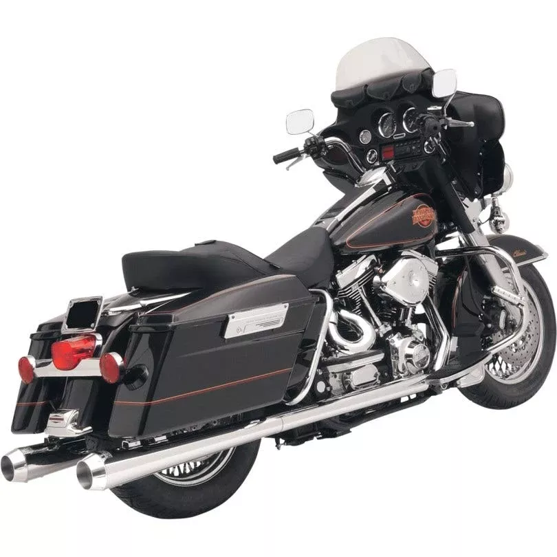 Bassani Chrome Megaphone Polished 4" Slip-On Mufflers 2.25" Baffle Harley 95-16