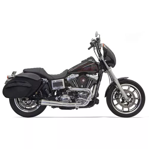 Bassani Road Rage 2-Into-1 Exhaust for 1991-2017 Harley Dyna - Chrome