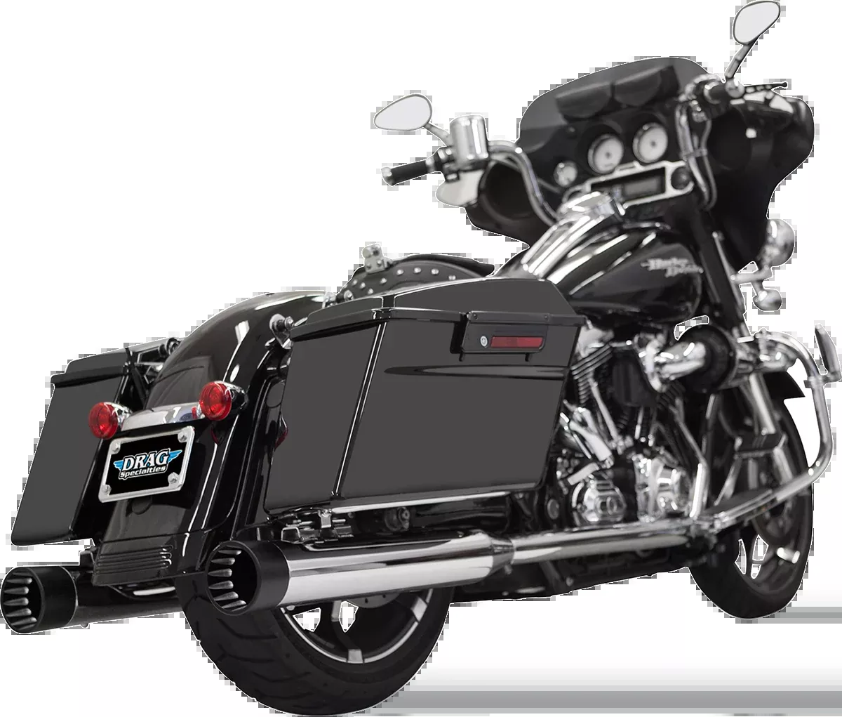 Bassani Xhaust DNT Straight Can Mufflers for '95-'16 FL - Chrome/Black - 1F7DNT5
