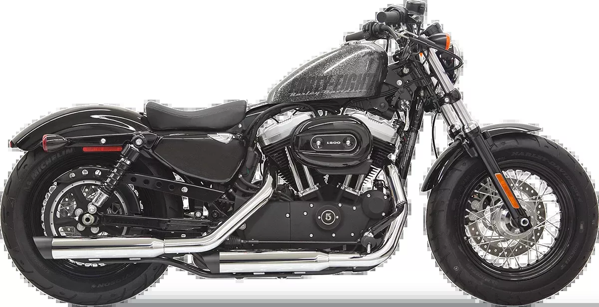 Bassani Xhaust Firepower Series Slip-On Mufflers - Chrome/Black - Slash-Cut - Sportster - 1X27SB