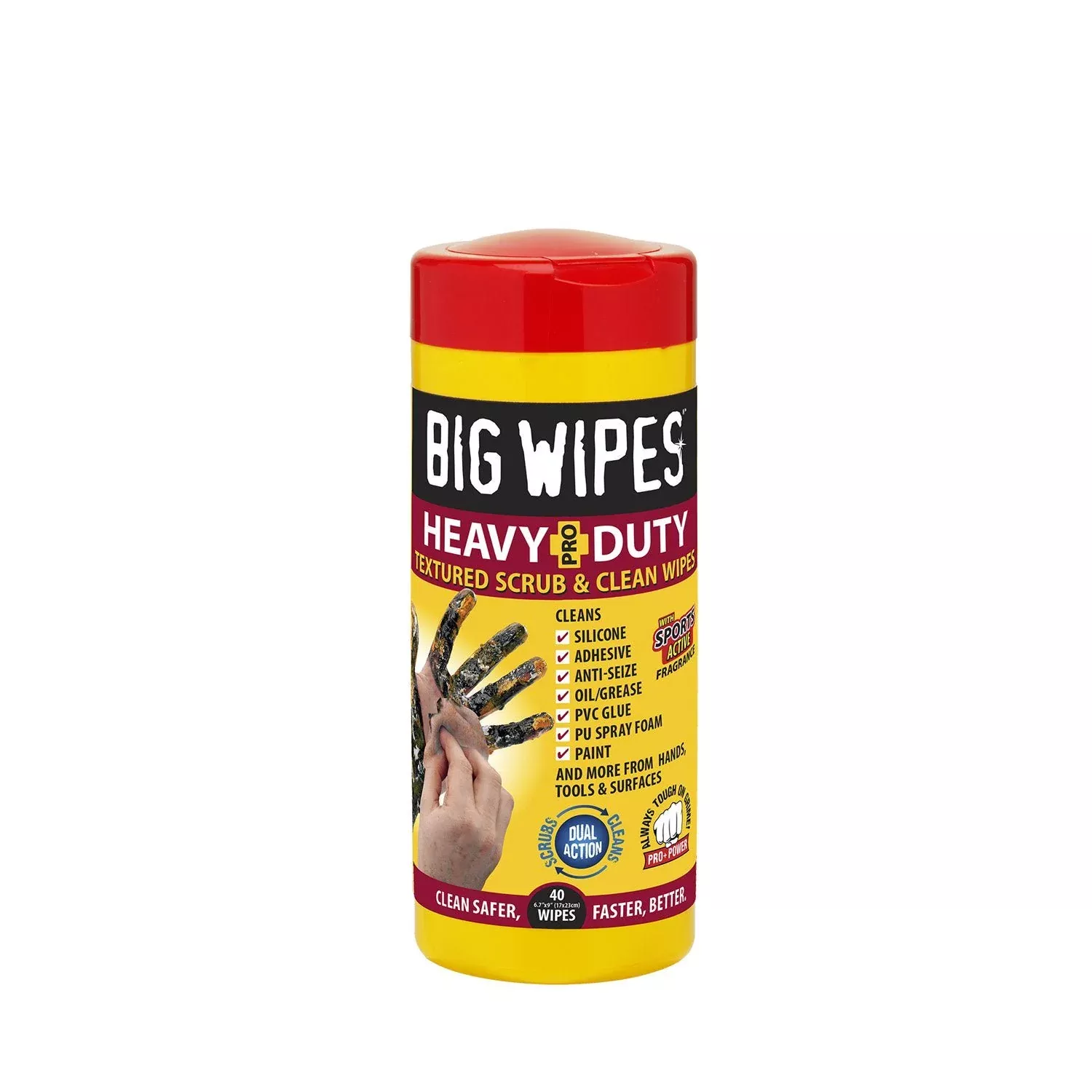 Big Wipes Heavy Duty Pro+ Scrub and Clean Wipes – 40 Wipes