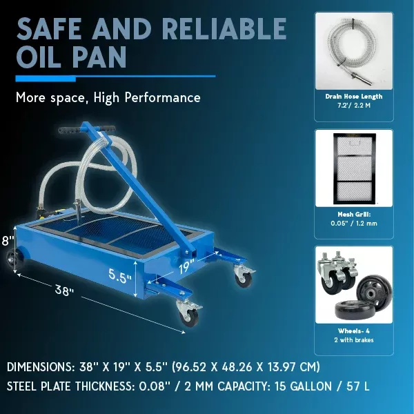 Biltek Electric 15 Gal Oil Drain Pan 110V 7.2ft Hose