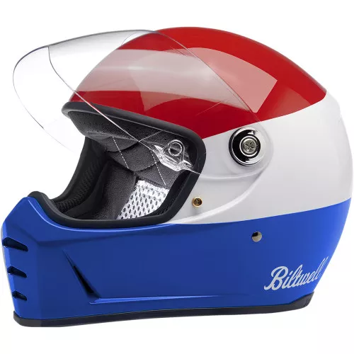 Biltwell Lane Splitter Helmet - Podium Gloss Red/ White/ Blue
