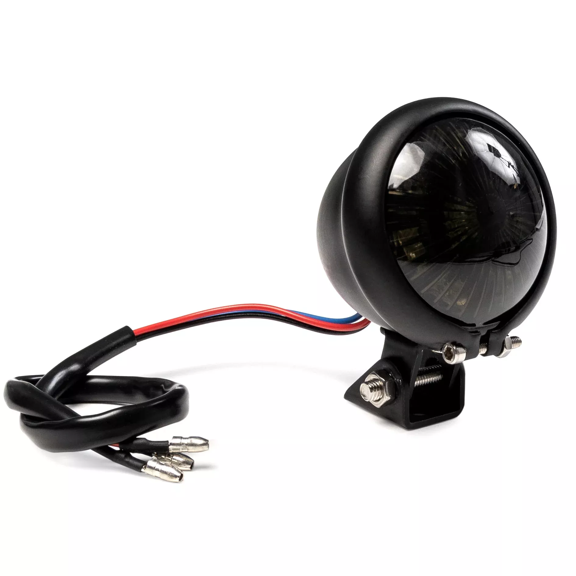 Black Bates-Style Mini LED Tail Light Motorcycle Brake Light 2 1/4" Diameter