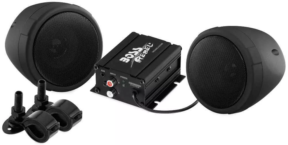 Boss Bluetooth Black 600 watt Amplifier 2 3" Speaker Motorcycle ATV Sound System
