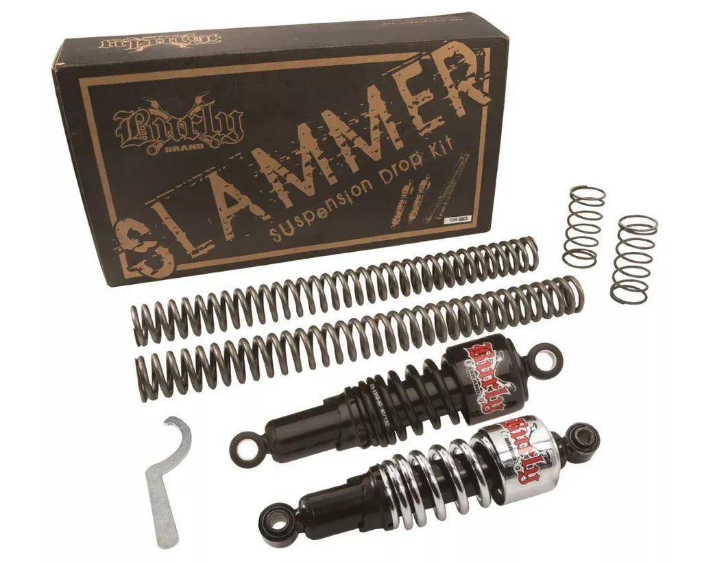 Burly Brand B28-1003B – Slammer Suspension Drop Kit for Harley-Davidson Dyna – Black