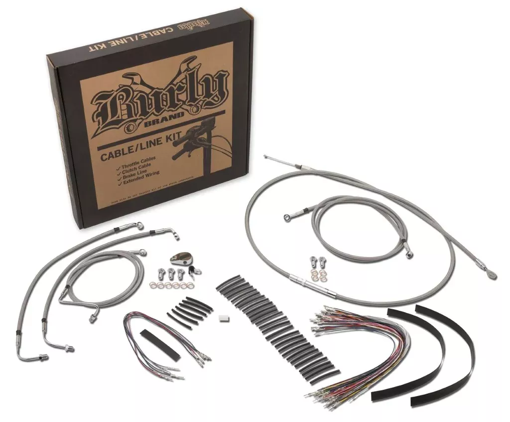 Burly Brand B30 -1090 - 18-inch Braided Cable /Line Kit by Harley-Davidson - Stainless