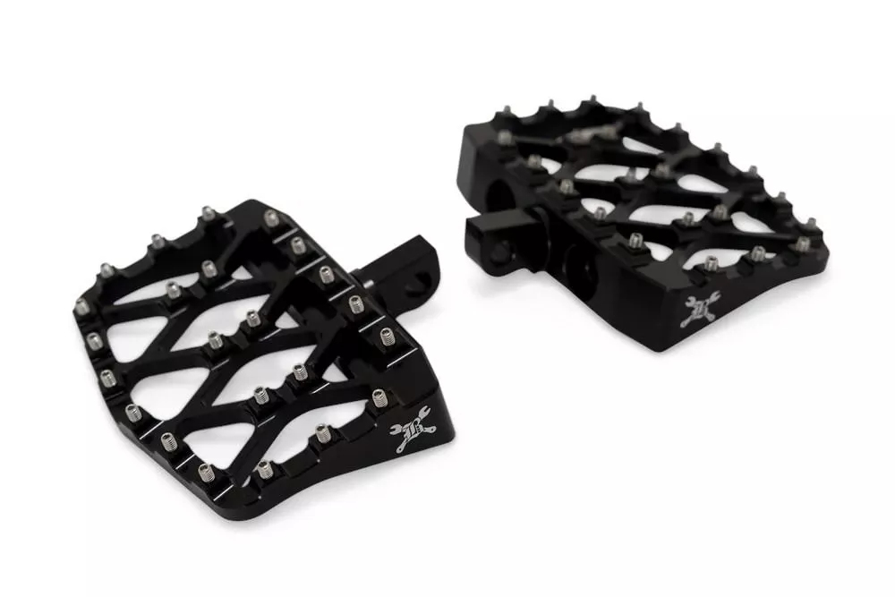 Burly Brand MX-Evolution Mini Floorboards for '97-17 Harley Davidson Dyna and '97-22 XL Sportster Models - Black