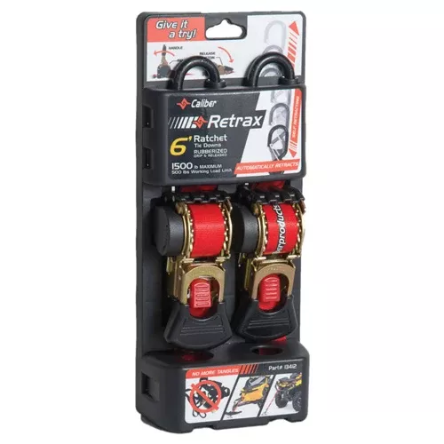 Caliber Retrax Self Rewind Tie-Down Strap Kit
