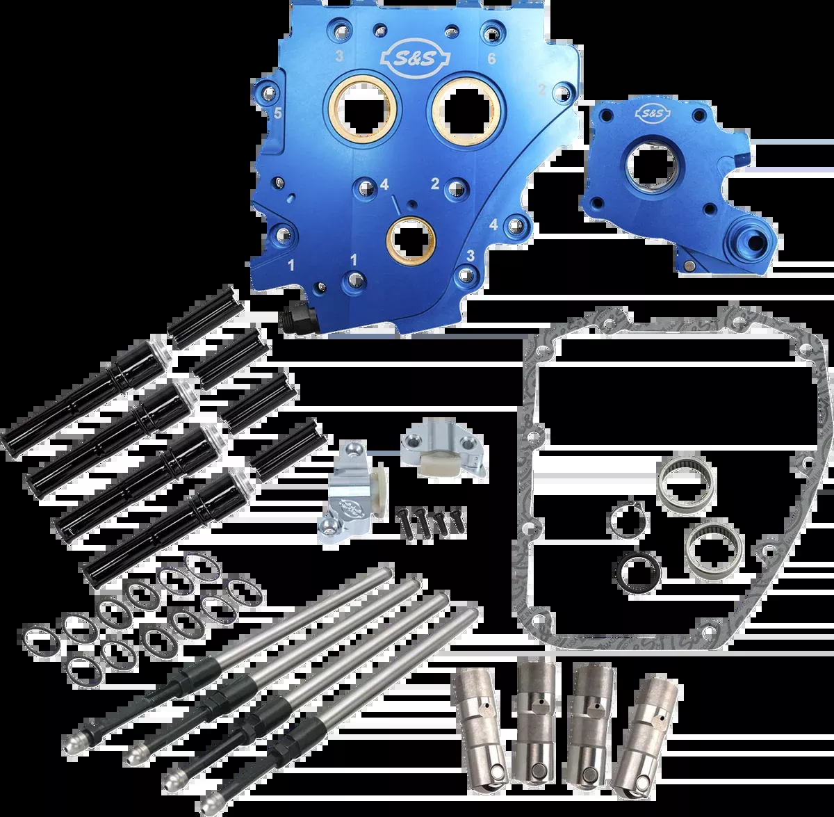 Cam Chest Kit without Cams - Chain Drive - Black Pushrods - Twin Cam