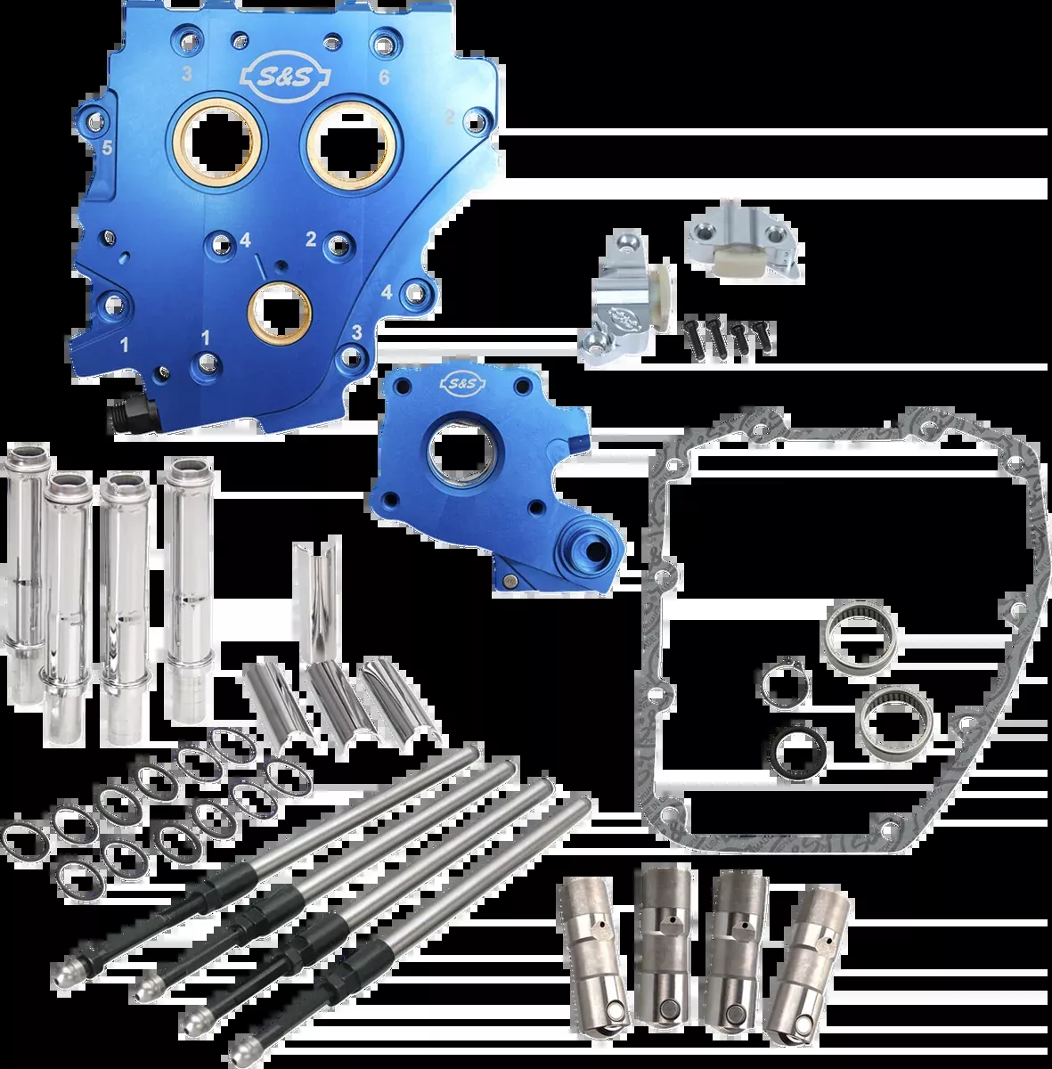 Cam Chest Kit without Cams - Chain Drive - Chrome Pushrods - Twin Cam