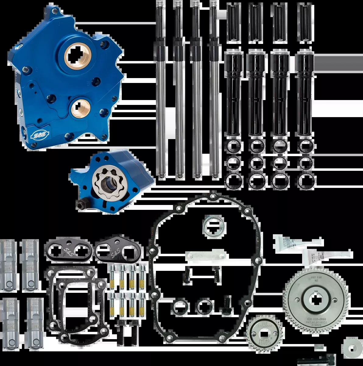 Cam Chest Kit without Cams - Gear Drive - Water Cooled - Black Pushrods - M8