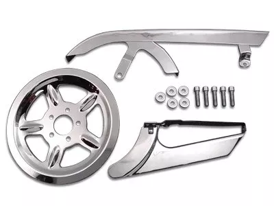 Chrome Rear Upper Lower Belt Guard Pulley Cover OE Rep 60402-04 Harley XL 04-16