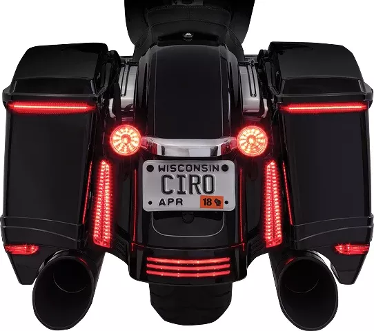 Ciro Amber Red LED Run Brake Turn Saddlebag Lid Lights 14-17 Harley Touring FLHX