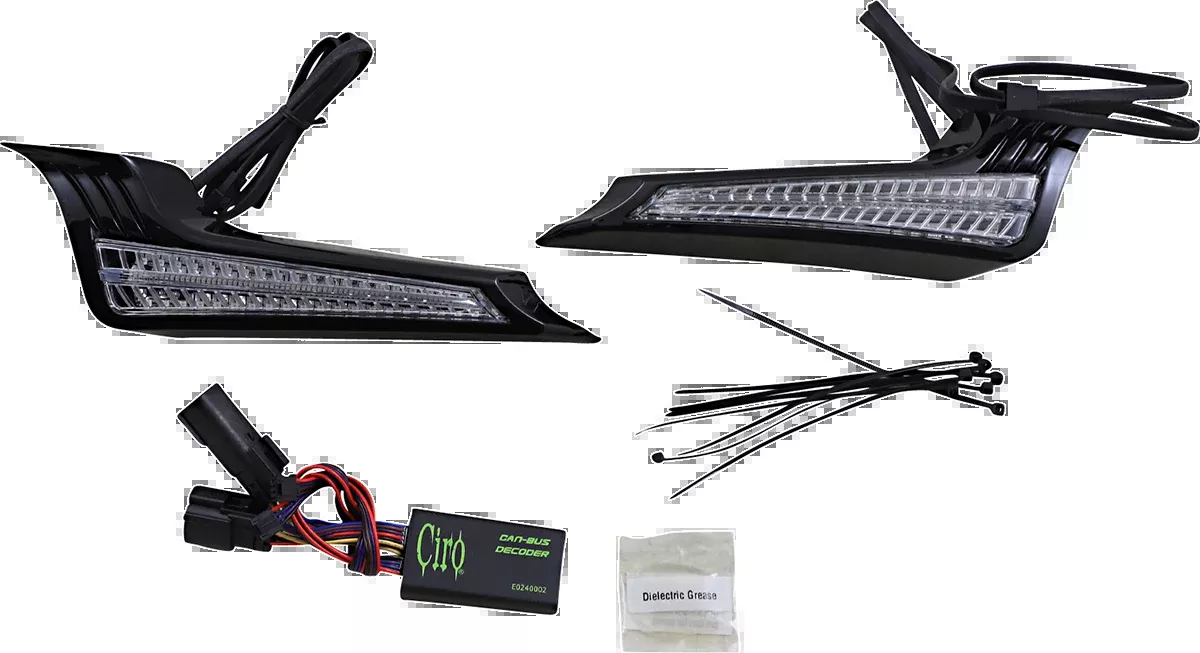 Ciro Black Rear LED Filler Panel Lights 2014-2024 Harley Davidson Touring