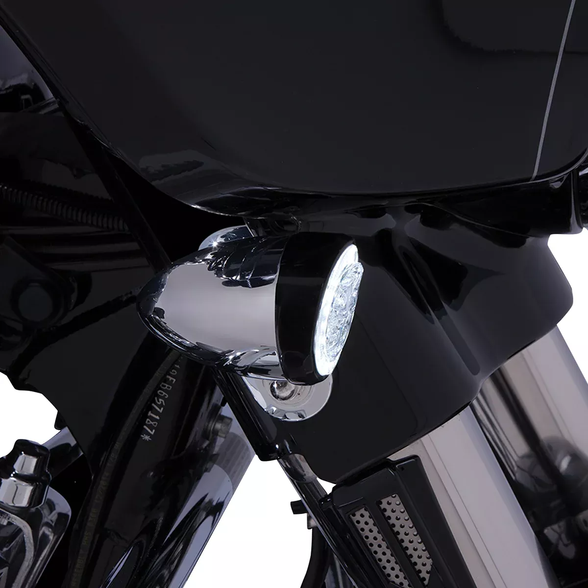 Ciro Fang Black LED Front Dual Turn Signal Inserts for 2002-2024 Harley Touring