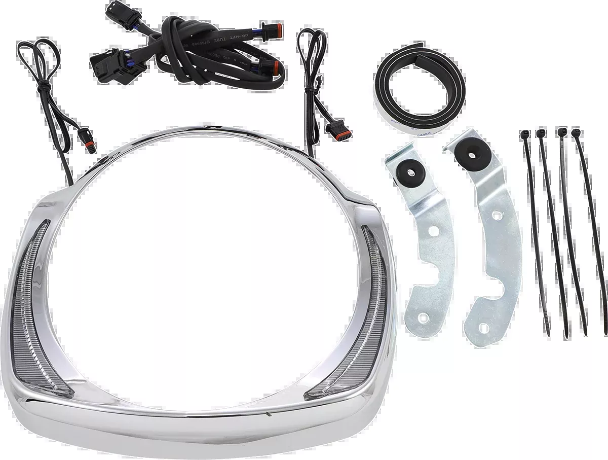 Ciro Fang Chrome Motorcycle LED Headlight Bezel 2014-2024 Harley Touring Models