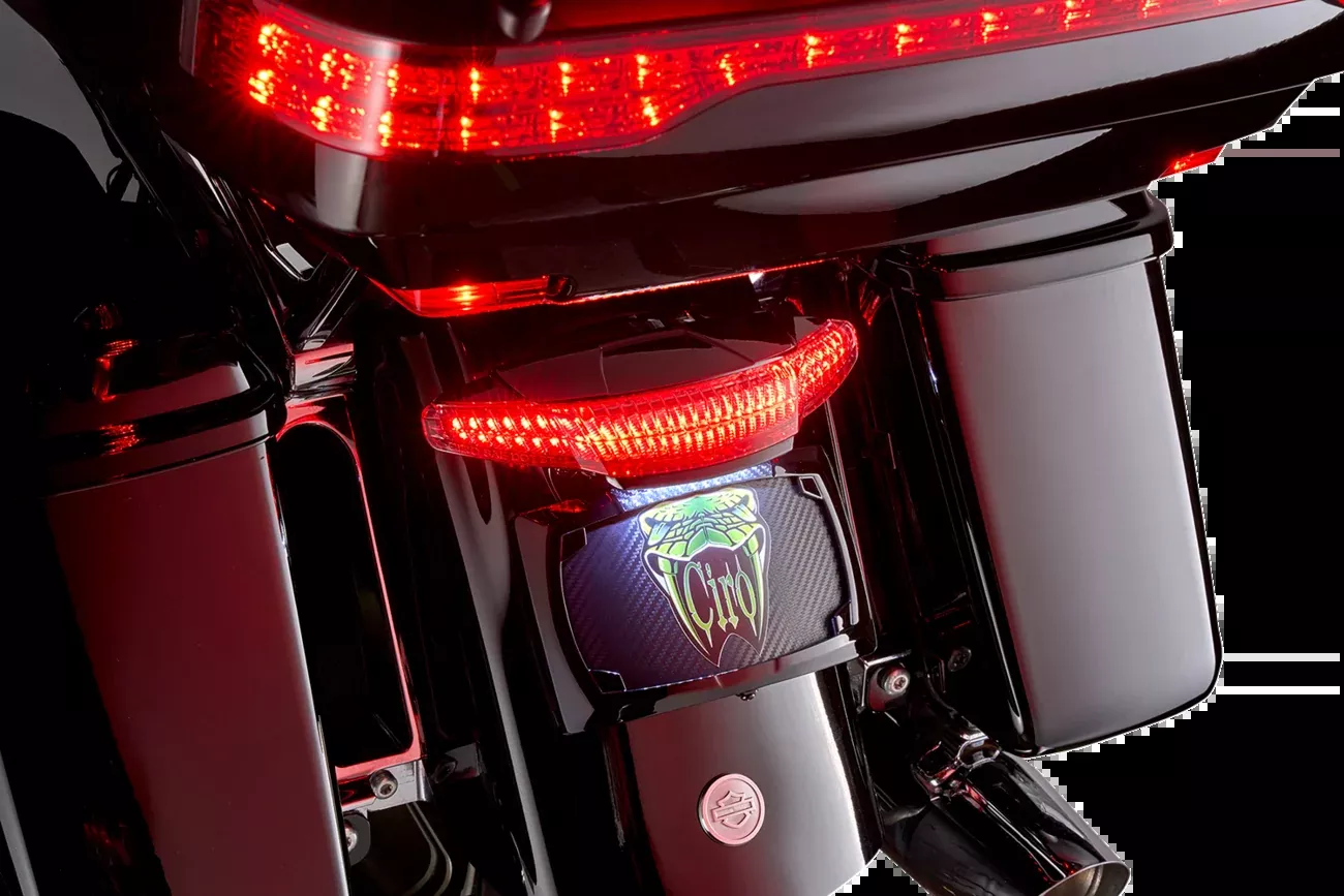 Ciro Latitude Black Tail Light & License Plate Mount for 2014-24 Harley Touring